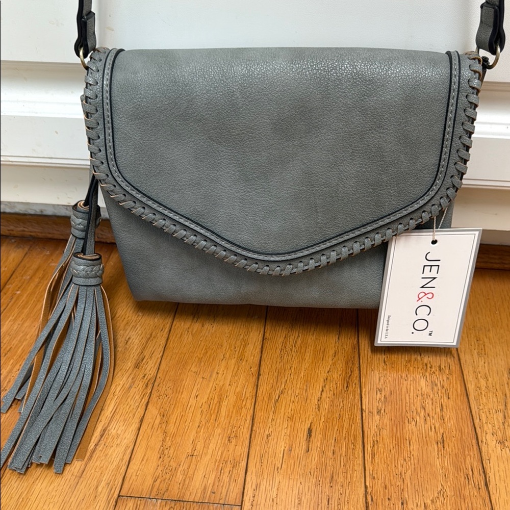Jen & Co. Gray Crossbody Bag with Tassel
